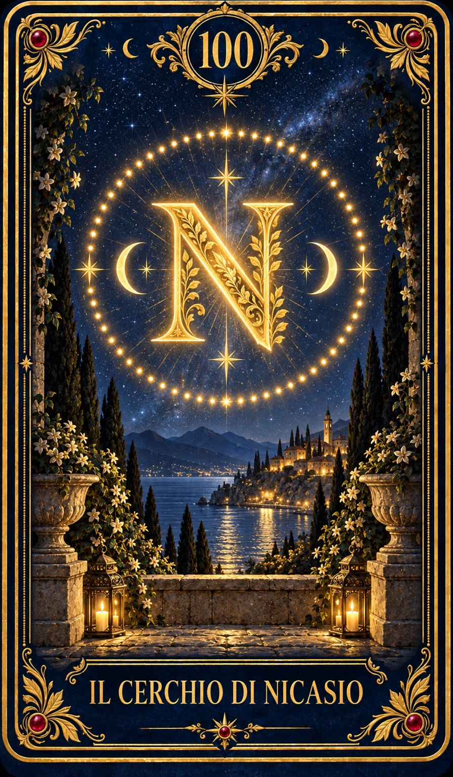 Il Cerchio di Nicasio, carta ornamentale blu e oro